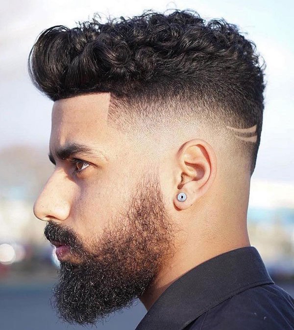 High Fade with Curly Top for men 