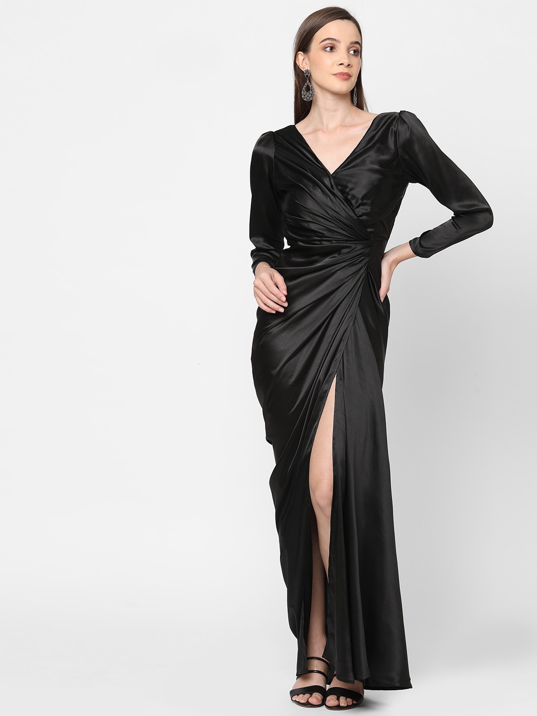 Black satin dress with slit- top 14 dresses from Myntra to buy now
