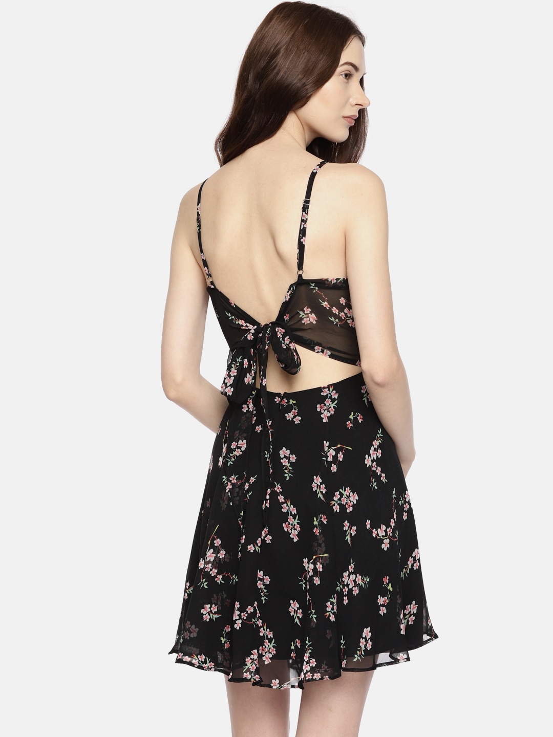 Floral black mini dress with sexy back- top 14 dresses from Myntra